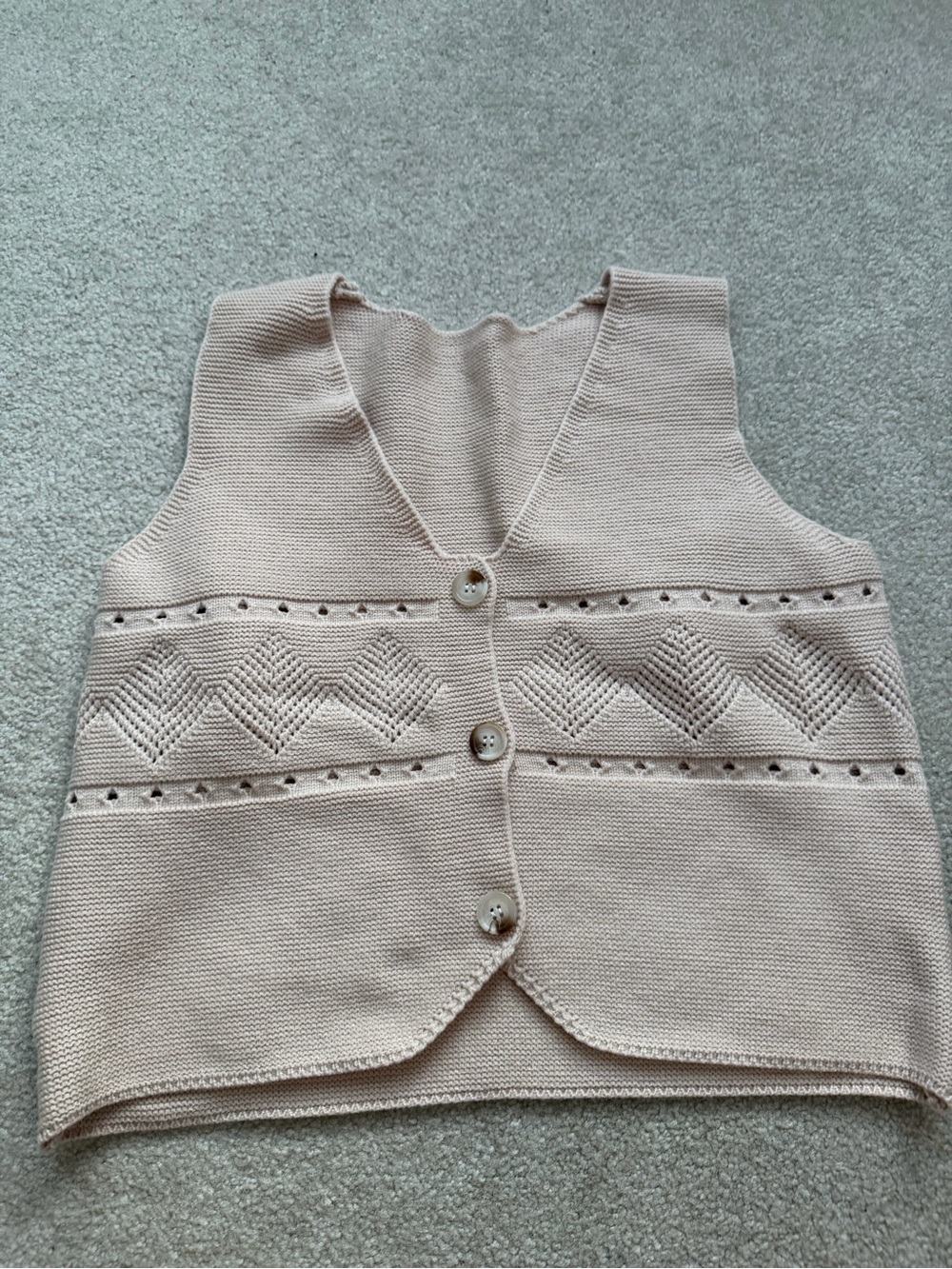 Classic Knit Button-Front Vest in Light Pink